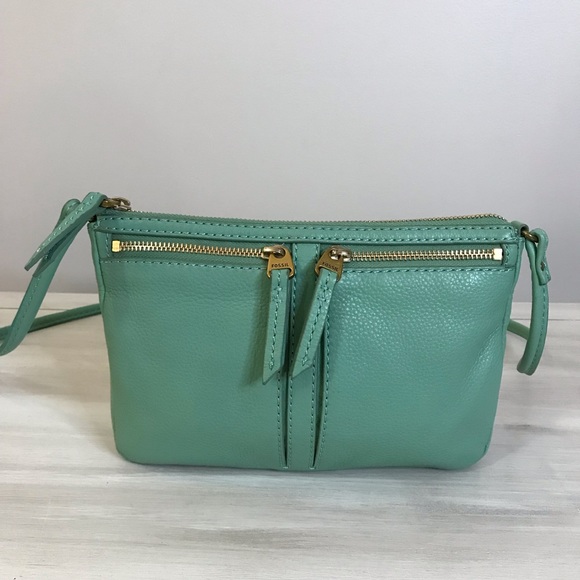 Fossil Elise Leather Crossbody Purse, Mint Green - Picture 12 of 12